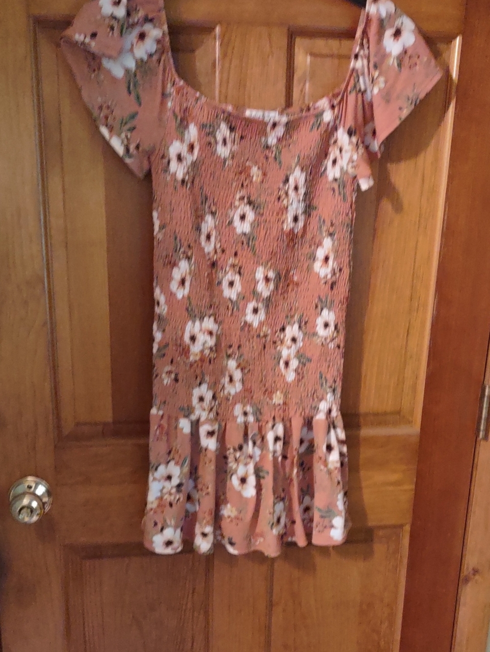 Women's Floral Pink Ruffle Hem Dress